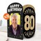 Big Dot of Happiness 80th Birthday Photo Holder Centerpieces, 4x6 Picture Display Box, Black & Gold Table Decoration for Adult Birthday Decor, 8 Count